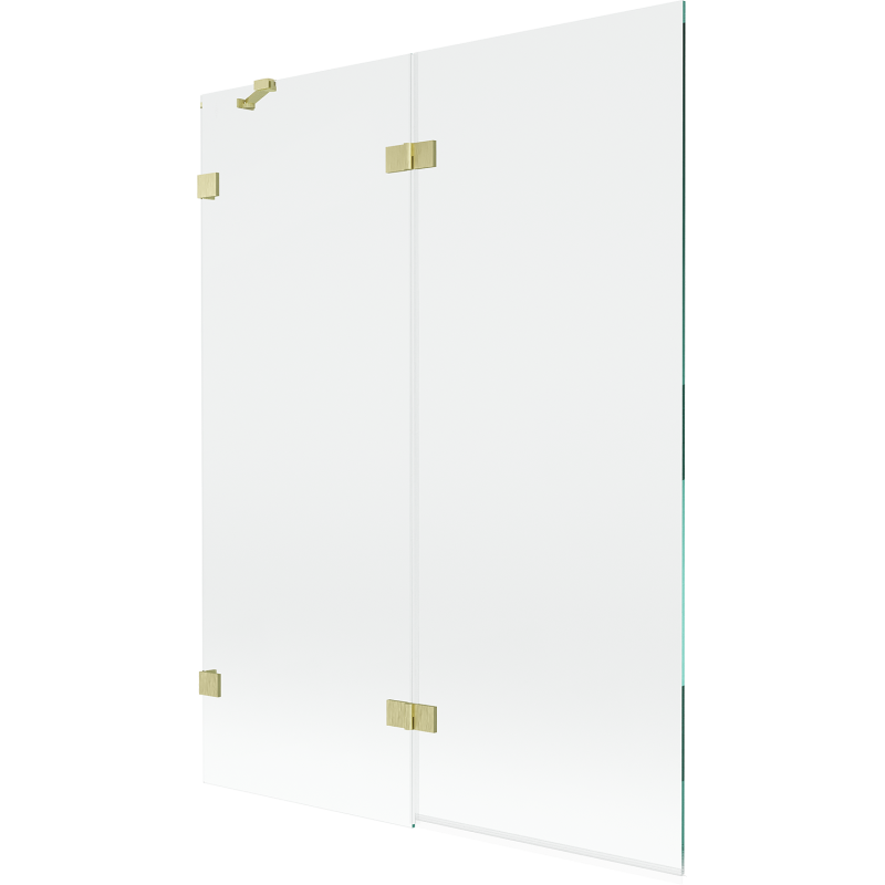 Mexen Lunar paroi de baignoire 2 volets gauche 130 x 150 cm, transparent, or brossé - 897-130-100-55-00-L