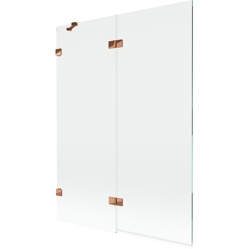 Mexen Lunar paroi de baignoire 2 volets gauche 130 x 150 cm, transparent, or rose - 897-130-100-60-00-L
