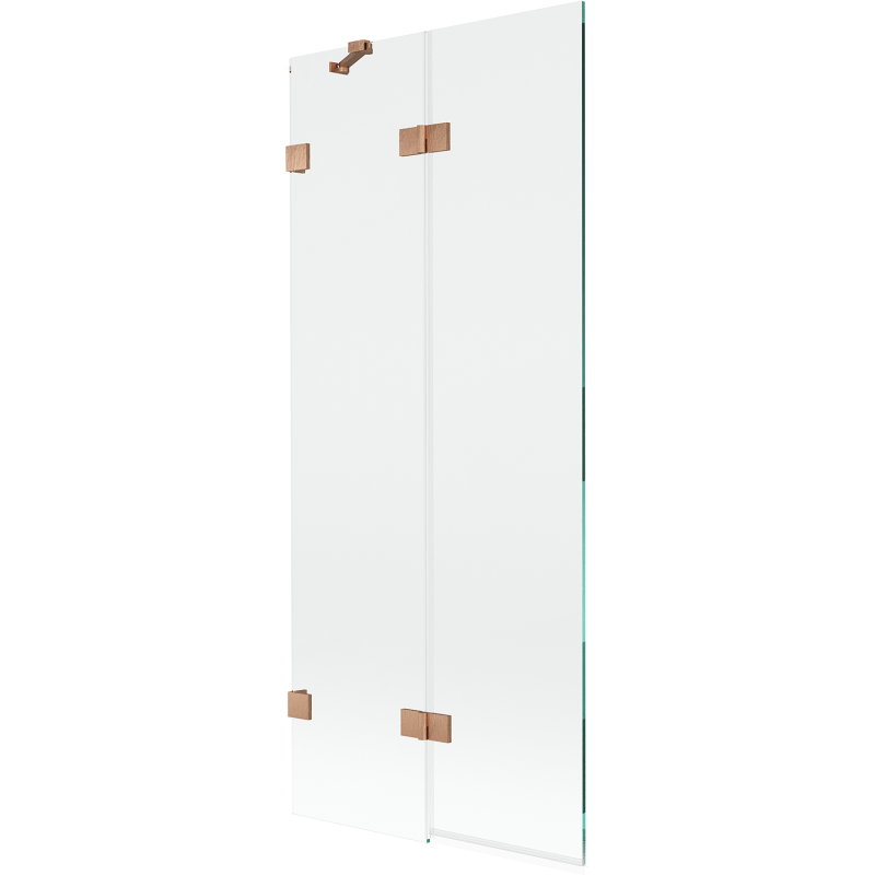 Mexen Lunar écran de baignoire à 2 panneaux gauche 80 x 150 cm, transparent, cuivre brossé - 897-080-100-65-00-L