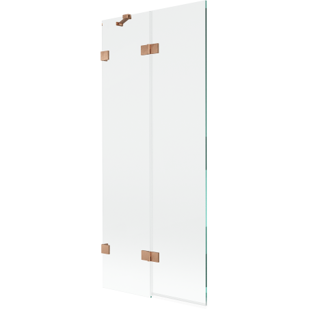 Mexen Lunar paroi de baignoire 2 volets gauche 80 x 150 cm, transparent, cuivre brossé - 897-080-100-65-00-L