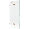 Mexen Lunar paroi de baignoire 2 volets gauche 80 x 150 cm, transparent, cuivre brossé - 897-080-100-65-00-L