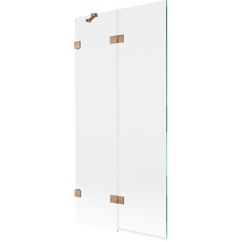 Mexen Lunar paroi de baignoire 2 volets gauche 90 x 150 cm, transparent, cuivre brossé - 897-090-100-65-00-L