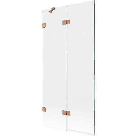 Mexen Lunar paroi de baignoire 2 volets gauche 90 x 150 cm, transparent, cuivre brossé - 897-090-100-65-00-L