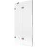 Mexen Lunar paroi de baignoire 2 volets gauche 90 x 150 cm, transparent, cuivre brossé - 897-090-100-65-00-L