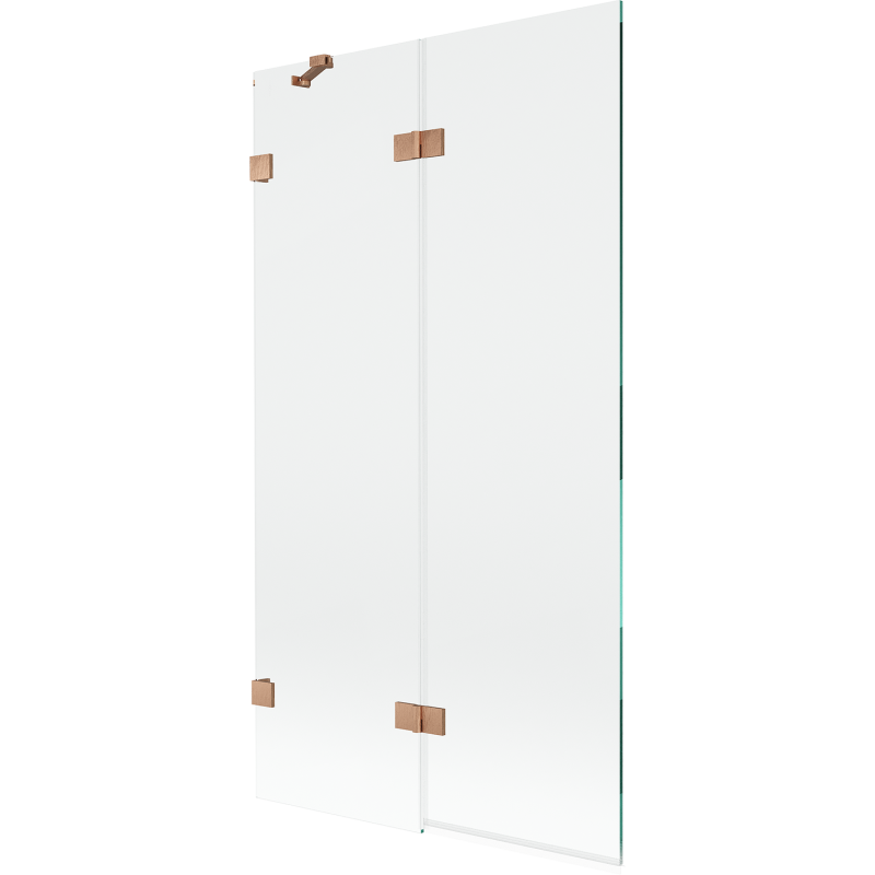 Mexen Lunar paroi de baignoire 2 panneaux gauche 100 x 150 cm, transparent, cuivre brossé - 897-100-100-65-00-L