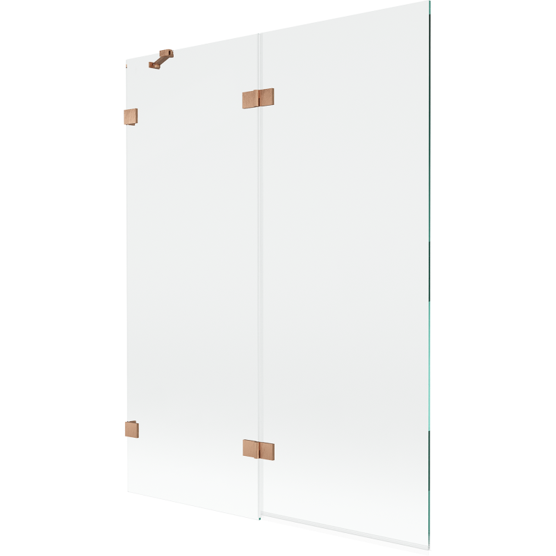 Paroi de baignoire pliante gauche Mexen Lunar 2 volets 130 x 150 cm, transparent, cuivre brossé - 897-130-100-65-00-L