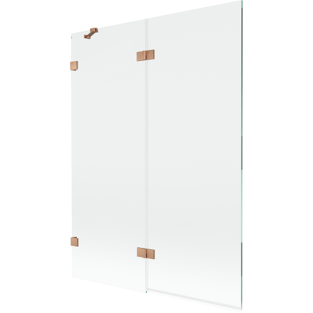 Paroi de baignoire pliante gauche Mexen Lunar 2 volets 130 x 150 cm, transparent, cuivre brossé - 897-130-100-65-00-L
