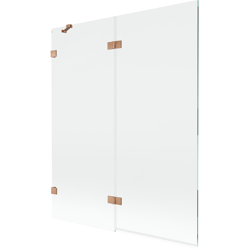 Mexen Lunar paroi de baignoire à 2 volets côté gauche 140 x 150 cm, transparent, cuivre brossé - 897-140-100-65-00-L