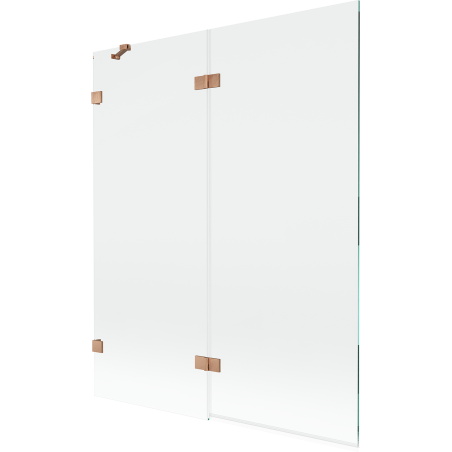 Mexen Lunar paroi de baignoire à 2 volets gauche 140 x 150 cm, transparent, cuivre brossé - 897-140-100-65-00-L