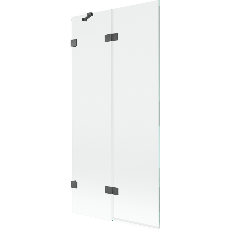 Paroi de baignoire 2 volets gauche 90 x 150 cm, transparent, gris fusil brossé - 897-090-100-66-00-L