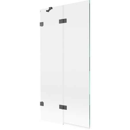 Paroi de baignoire 2 volets gauche 90 x 150 cm, transparent, gris fusil brossé - 897-090-100-66-00-L