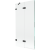 Paroi de baignoire 2 volets gauche 90 x 150 cm, transparent, gris fusil brossé - 897-090-100-66-00-L