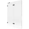Mexen Lunar paroi de baignoire à 2 volets gauche 120 x 150 cm, transparent, gris pistolet brossé - 897-120-100-66-00-L