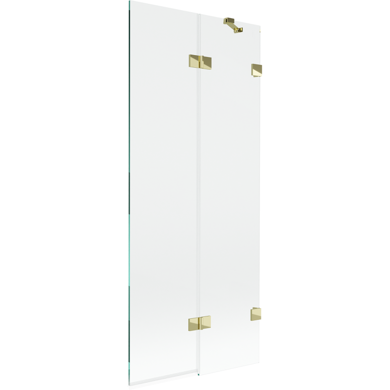 Mexen Lunar paroi de baignoire 2 volets droits 80 x 150 cm, transparent, doré - 897-080-100-50-00-P