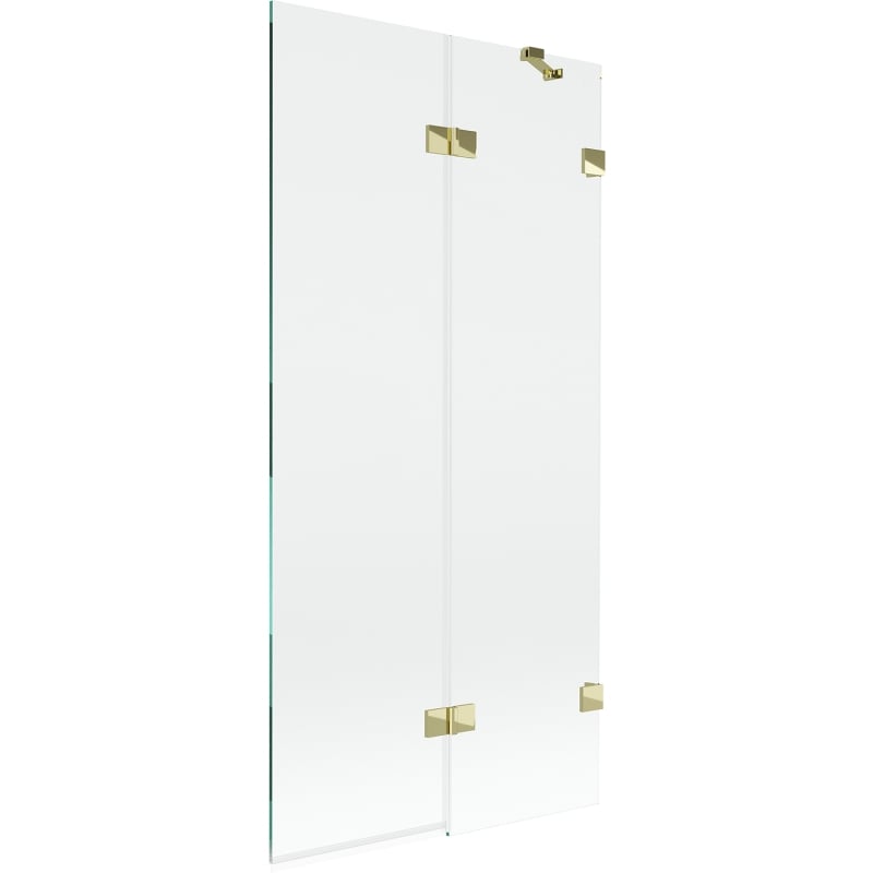 Mexen Lunar pare-douche de baignoire 2 volets droit 90 x 150 cm, transparent, doré - 897-090-100-50-00-P