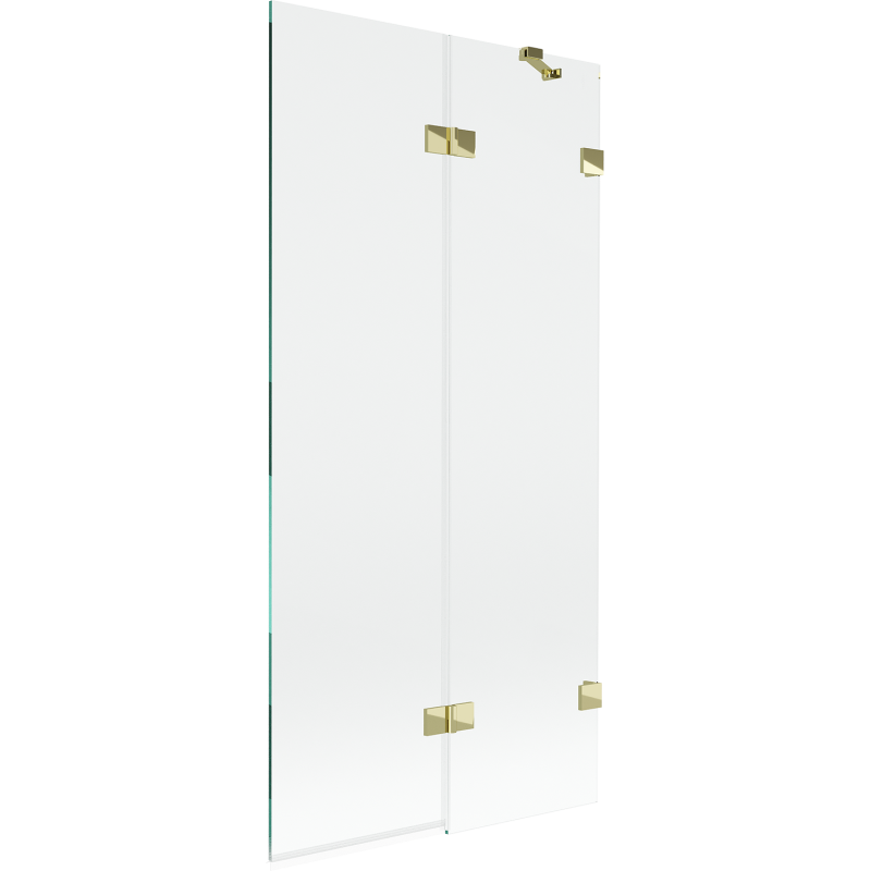 Paroi de bain Mexen Lunar 2 panneaux droite 90 x 150 cm, transparent, doré - 897-090-100-50-00-P