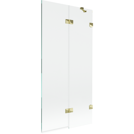 Mexen Lunar pare-douche de baignoire 2 volets droit 90 x 150 cm, transparent, doré - 897-090-100-50-00-P