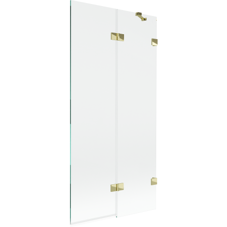 Paroi de bain Mexen Lunar 2 panneaux droite 90 x 150 cm, transparent, doré - 897-090-100-50-00-P