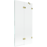 Mexen Lunar pare-douche de baignoire 2 volets droit 90 x 150 cm, transparent, doré - 897-090-100-50-00-P