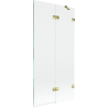 Paroi de bain Mexen Lunar 2 panneaux droite 90 x 150 cm, transparent, doré - 897-090-100-50-00-P