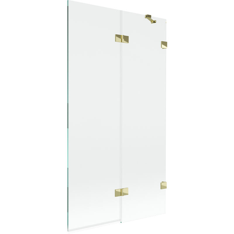 Mexen Lunar paroi de baignoire à 2 volets droit 100 x 150 cm, transparent, doré - 897-100-100-50-00-P