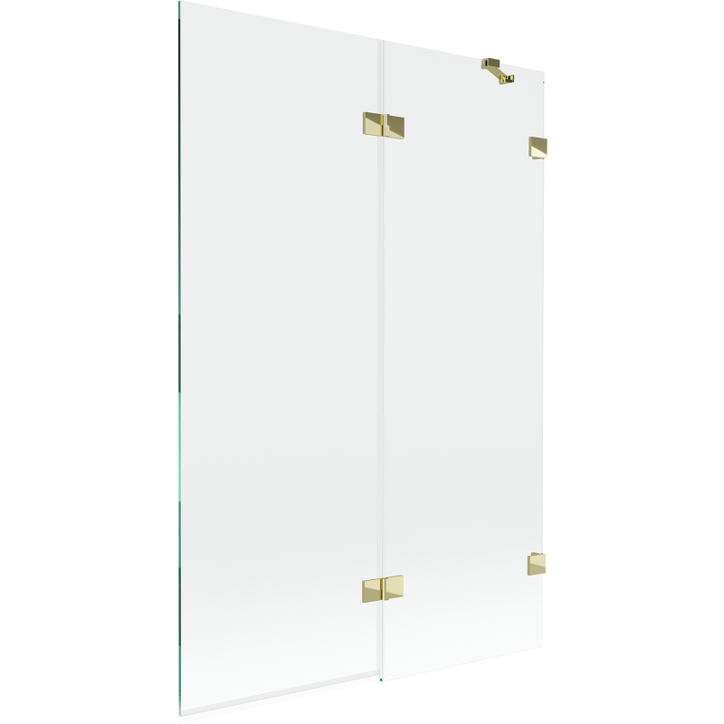 Mexen Lunar paroi de baignoire 2 volets droit 120 x 150 cm, transparent, doré - 897-120-100-50-00-P