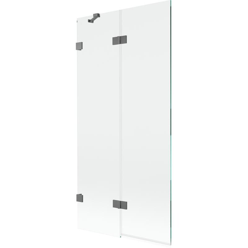 Paroi de baignoire à 2 volets gauche 90 x 150 cm, transparent, métal canon - 897-090-100-95-00-L
