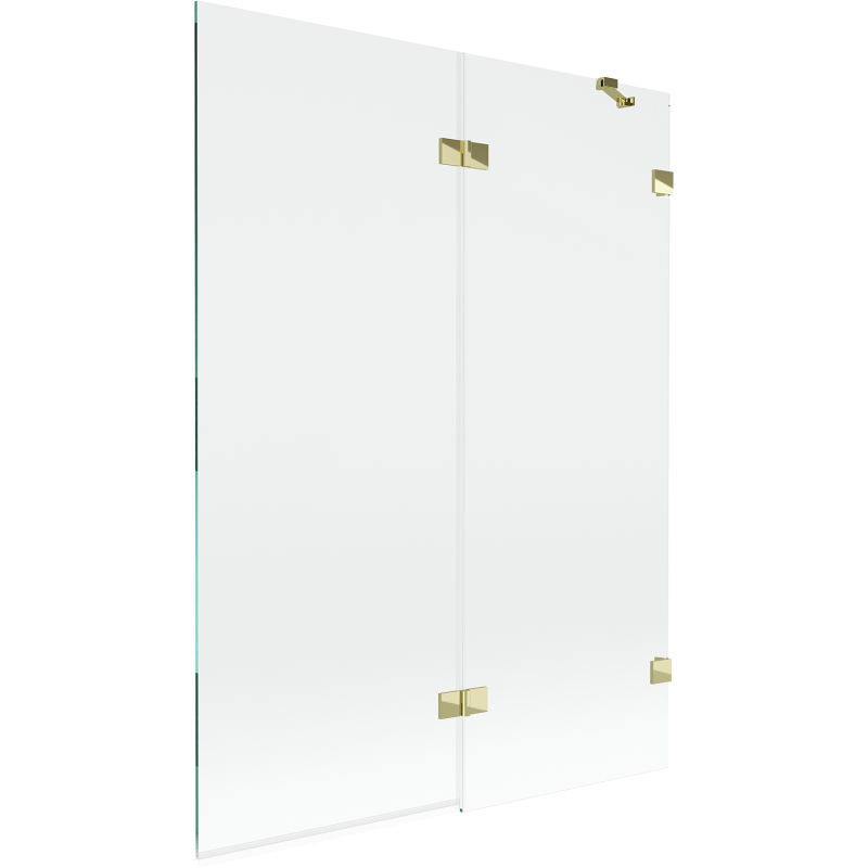 Mexen Lunar paroi de baignoire à 2 volets droit 130 x 150 cm, transparent, doré - 897-130-100-50-00-P