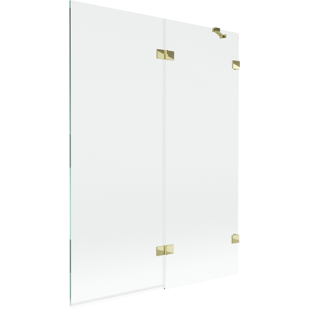 Mexen Lunar paroi de baignoire à 2 volets droit 130 x 150 cm, transparent, doré - 897-130-100-50-00-P