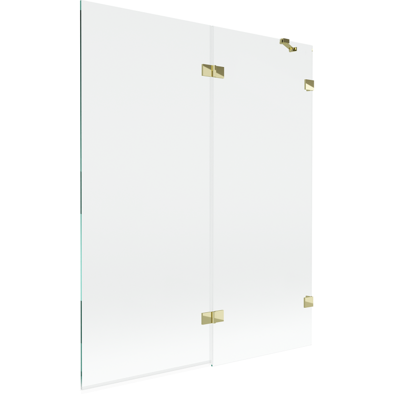 Mexen Lunar paravent de baignoire à 2 volets droit 140 x 150 cm, transparent, doré - 897-140-100-50-00-P