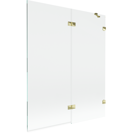 Mexen Lunar paravent de baignoire à 2 volets droit 140 x 150 cm, transparent, doré - 897-140-100-50-00-P