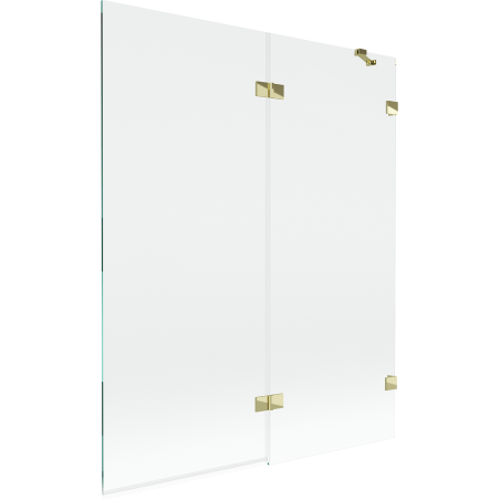 Mexen Lunar paroi de bain 2 volets, droite 140 x 150 cm, transparent, doré - 897-140-100-50-00-P