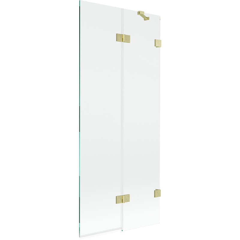 Mexen Lunar pare-douche de baignoire à 2 volets droit 80 x 150 cm, transparent, doré brossé - 897-080-100-55-00-P