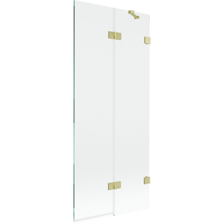Mexen Lunar pare-douche de baignoire à 2 volets droit 80 x 150 cm, transparent, doré brossé - 897-080-100-55-00-P