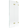 Mexen Lunar pare-douche de baignoire à 2 volets droit 80 x 150 cm, transparent, doré brossé - 897-080-100-55-00-P