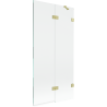 Mexen Lunar paroi de baignoire 2 volets droit 90 x 150 cm, transparent, or brossé - 897-090-100-55-00-P