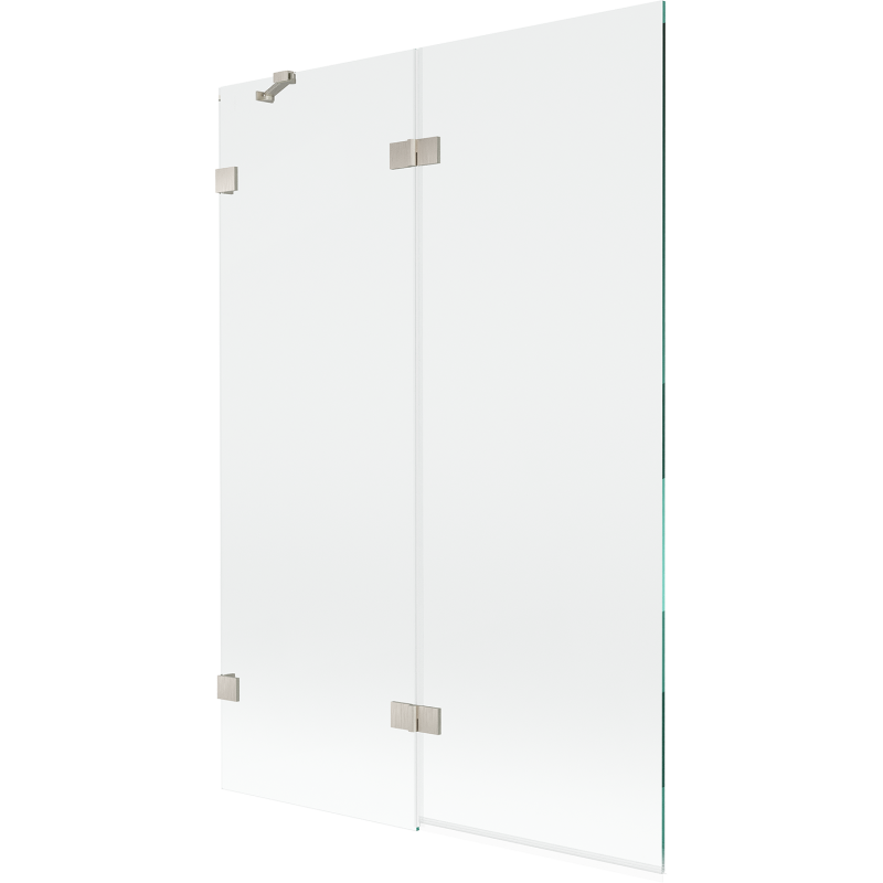 Paravent de bain 2 volets gauche 120 x 150 cm, transparent, nickel brossé - 897-120-100-97-00-L