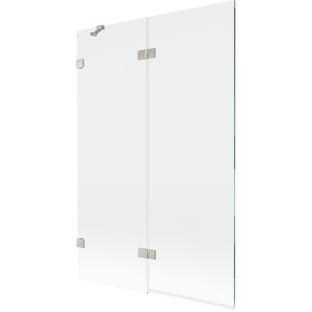 Paravent de bain 2 volets gauche 120 x 150 cm, transparent, nickel brossé - 897-120-100-97-00-L