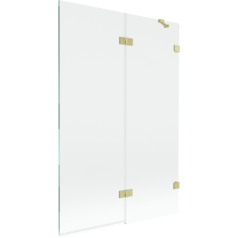 Mexen Lunar paroi de baignoire 2-volets droite 120 x 150 cm, transparent, or brossé - 897-120-100-55-00-P