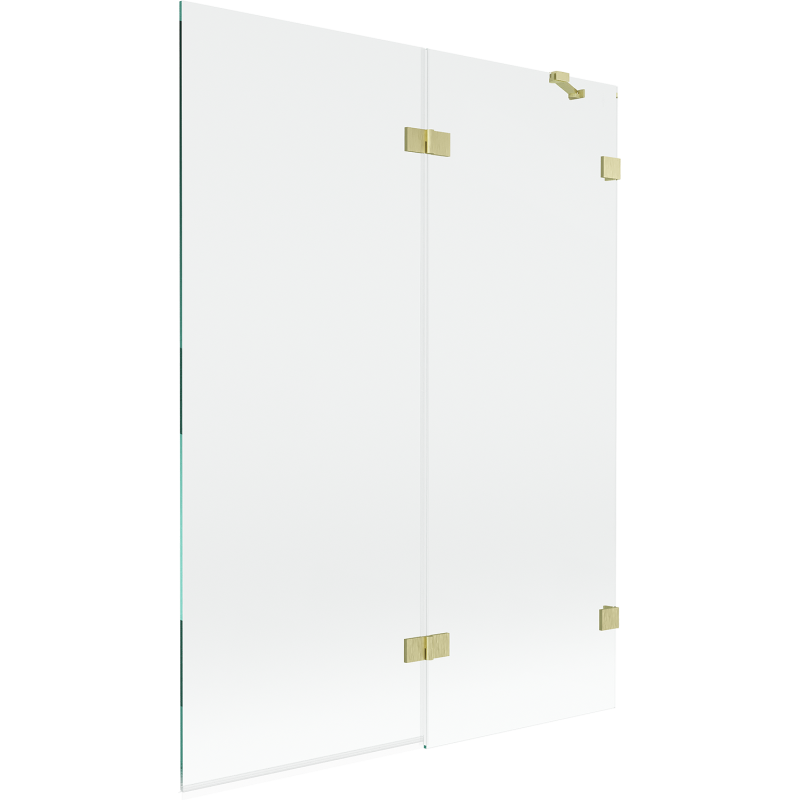 Mexen Lunar paroi de baignoire 2 volets droite 130 x 150 cm, transparent, doré brossé - 897-130-100-55-00-P