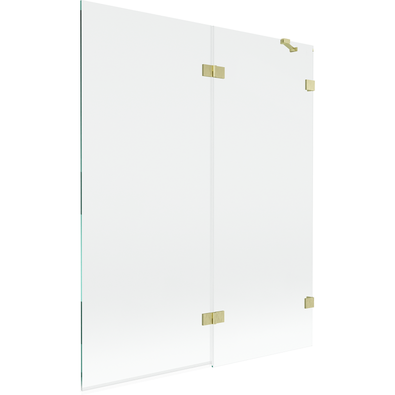 Mexen Lunar paroi de baignoire à 2 panneaux droit 140 x 150 cm, transparent, doré brossé - 897-140-100-55-00-P