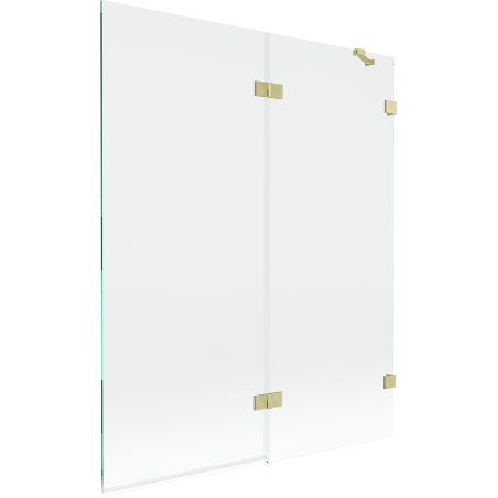 Mexen Lunar paroi de baignoire à 2 panneaux droit 140 x 150 cm, transparent, doré brossé - 897-140-100-55-00-P