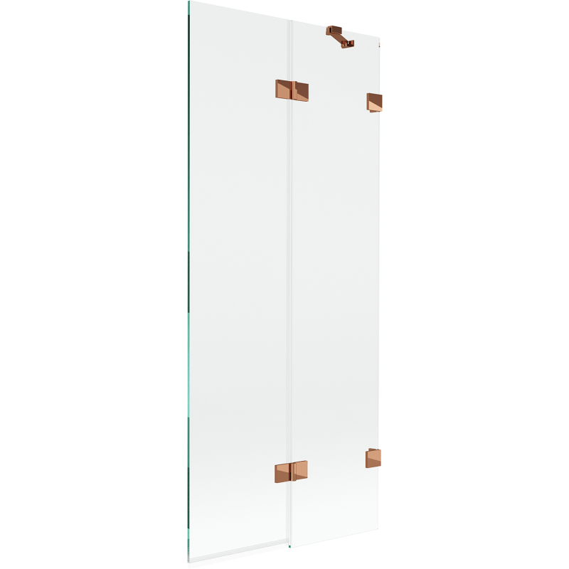 Mexen Lunar paroi de baignoire à 2 battants droite 80 x 150 cm, transparent, or rose - 897-080-100-60-00-P