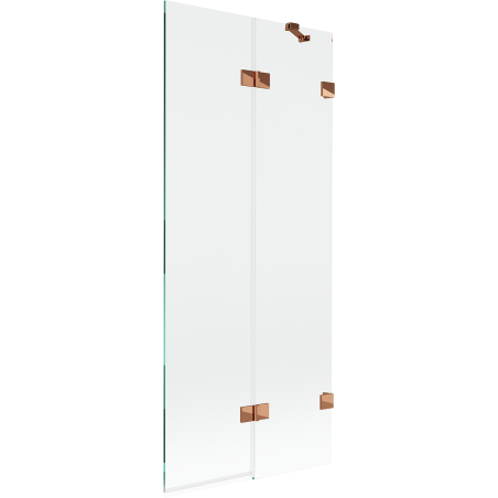 Mexen Lunar paroi de baignoire à 2 battants droite 80 x 150 cm, transparent, or rose - 897-080-100-60-00-P