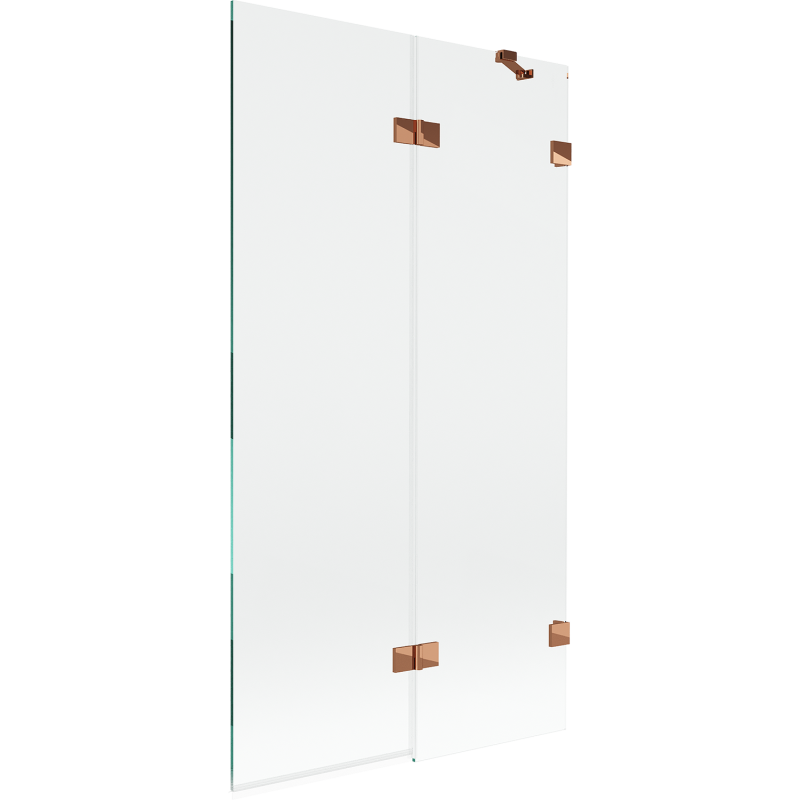 Mexen Lunar paroi de baignoire à 2 battants droit 100 x 150 cm, transparent, or rose - 897-100-100-60-00-P