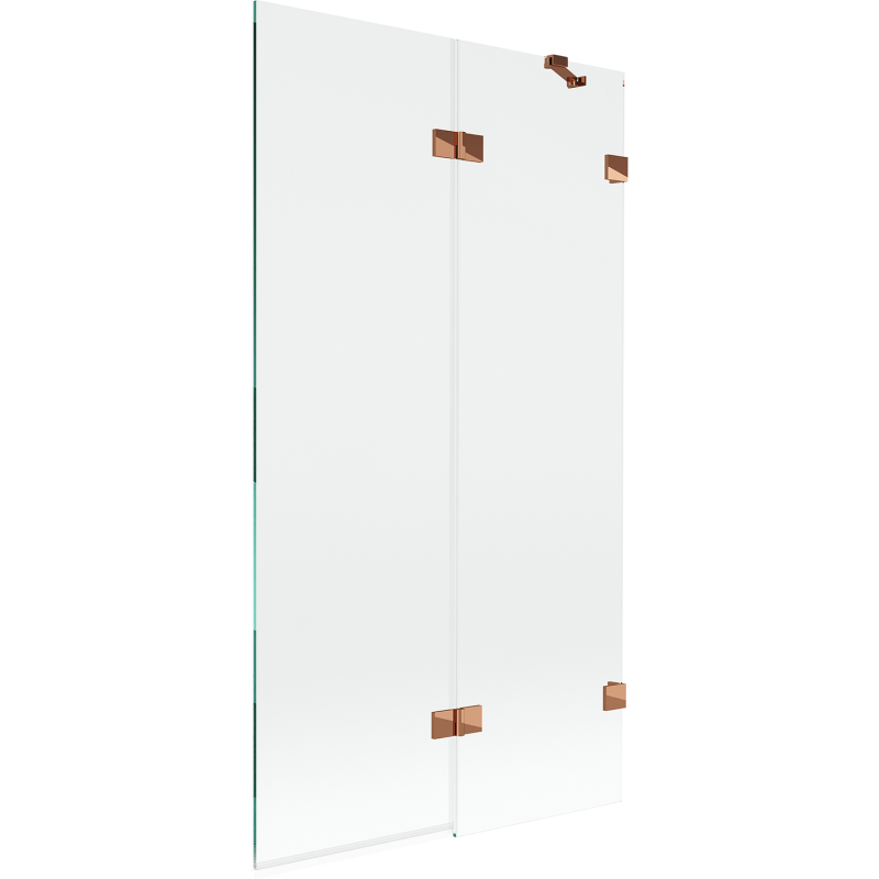 Paroi de douche Mexen Lunar 2 volets droit 100 x 150 cm, transparent, or rose - 897-100-100-60-00-P