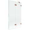 Paroi de douche Mexen Lunar 2 volets droit 100 x 150 cm, transparent, or rose - 897-100-100-60-00-P