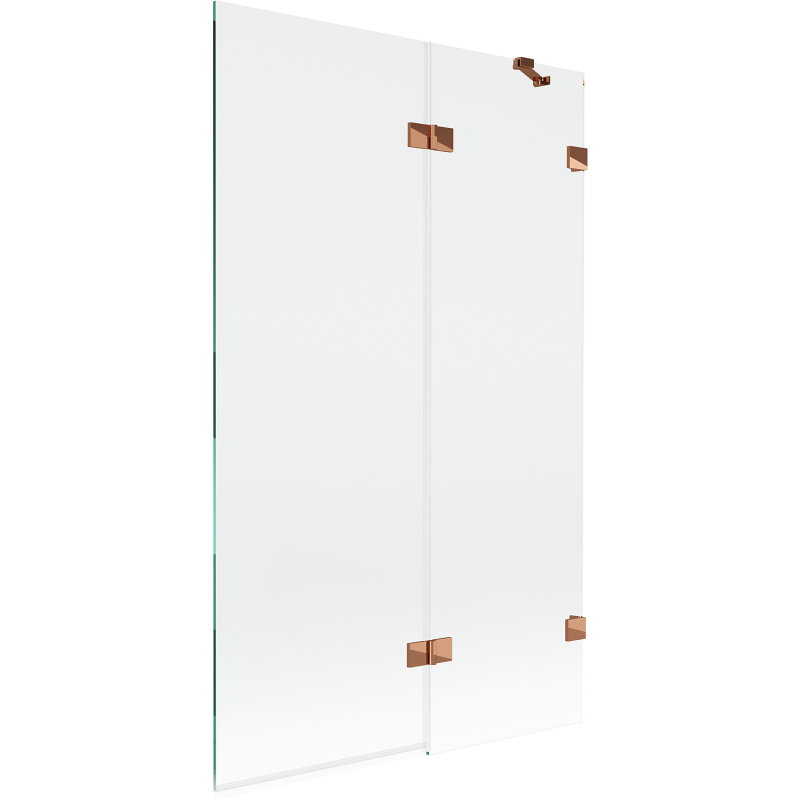 Paroi de douche Mexen Lunar 2 volets droit 110 x 150 cm, transparent, or rose - 897-110-100-60-00-P