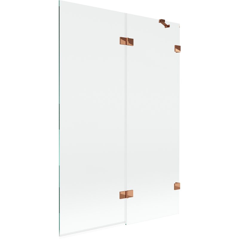 Mexen Lunar paroi de baignoire 2 volets droite 120 x 150 cm, transparent, or rose - 897-120-100-60-00-P
