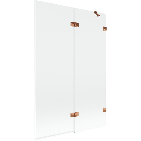 Mexen Lunar paroi de baignoire 2 volets droite 120 x 150 cm, transparent, or rose - 897-120-100-60-00-P